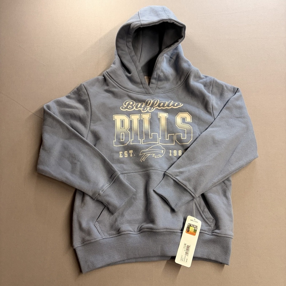 Buffalo Bills Hoodie Kids M 7/8 Blue NFL Sweatshirt NWT Fan Gear